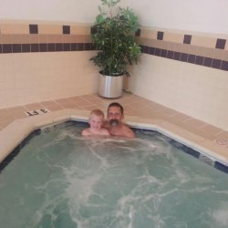 Captain Wines and Buckaroo in hotel hot tub